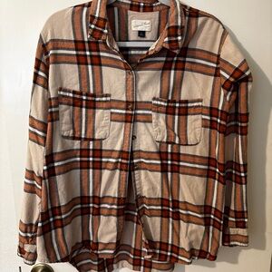 Universal Thread Orange and Black Plaid Shirt